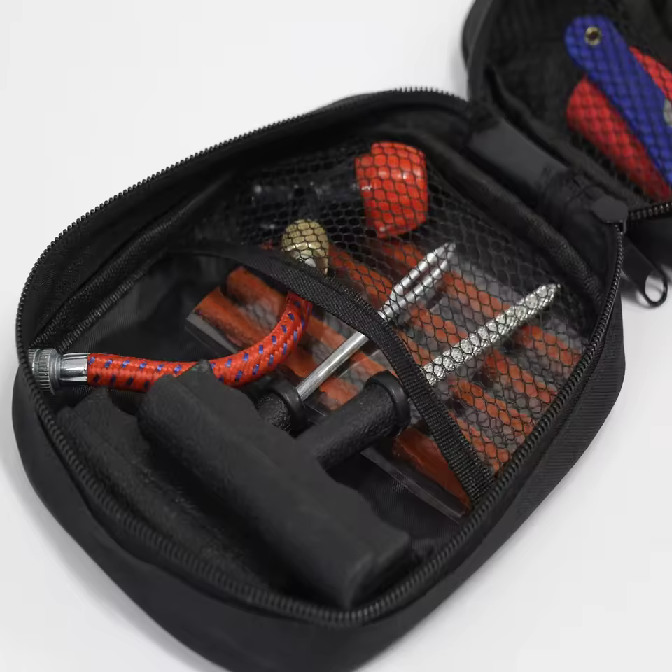 Portable 16g CO2 Cylinder Motorcycle Tubeless Emergency Repair Tools CO2 Cartridge Quick Tire Repair Rubber Strip Tool Set