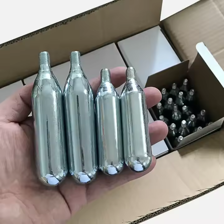 Portable CO2 Cartridges 12g16g 20g 24g 25g 38g Threaded for Bicycle Pump CO2 Gas Cylinders Refill for Bikes Tire Inflator