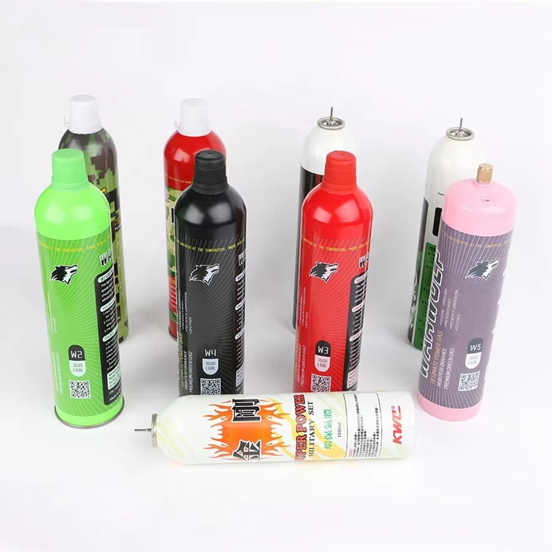 Refill Green Gas Can 550ml 600ml 6kg 8kg 9kg 10kg 11kg 12kg 13kg with Silicon Oil Portable Green Gas Bottle for Sports Shooting